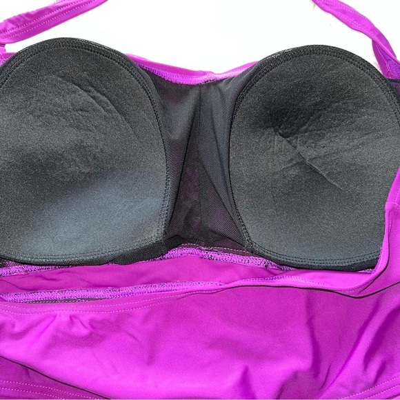 Swimsuit For All Purple Halter Top Cup Flattering One Piece Swimsuit NWT Size 16 - Picture 8 of 12